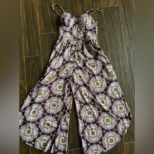 B.O.G collective Wide-Leg Mandala Printed smocked back jumpsuit with pockets NWT